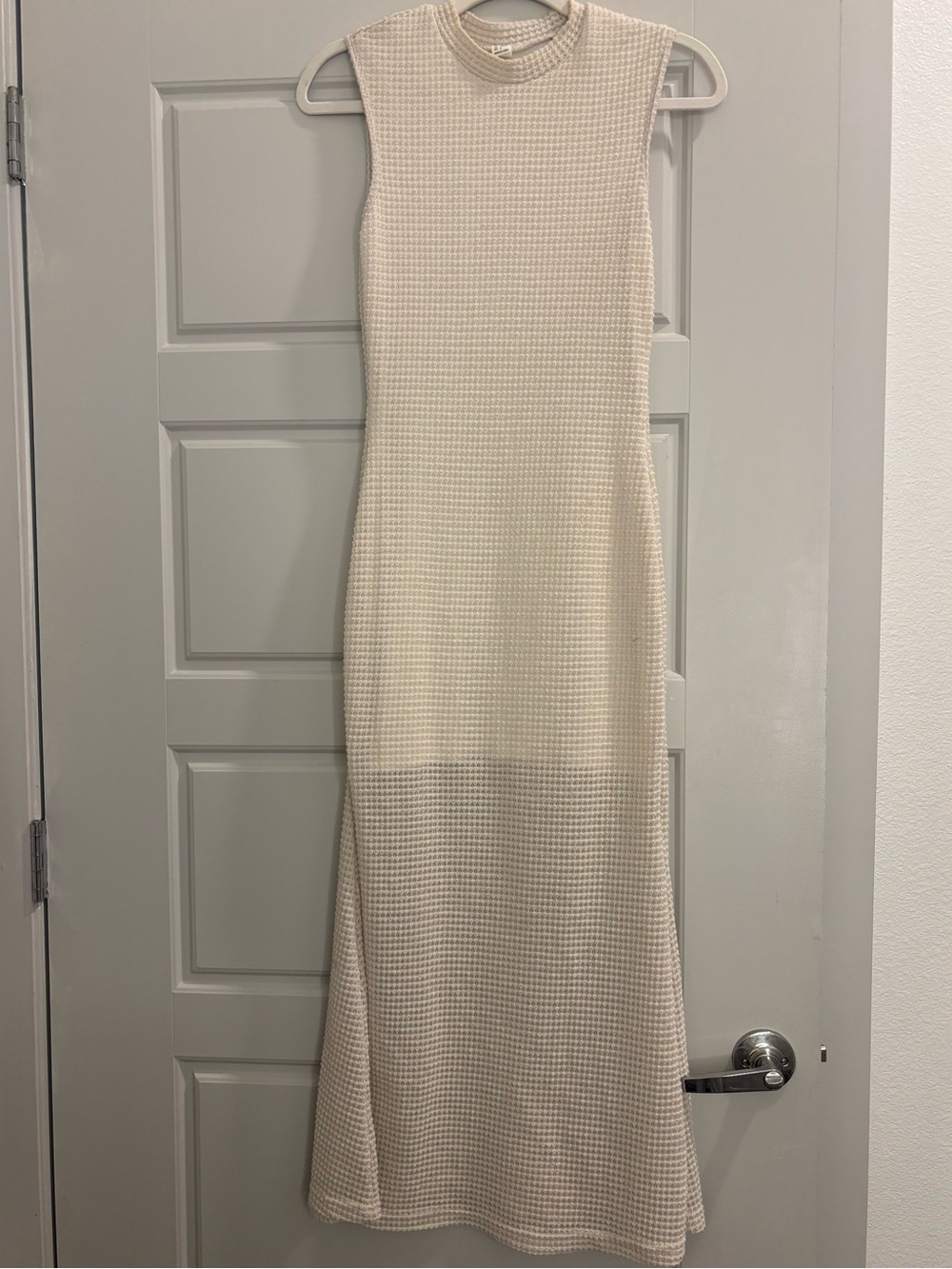 Sleeveless Cream Knit Maxi Dress